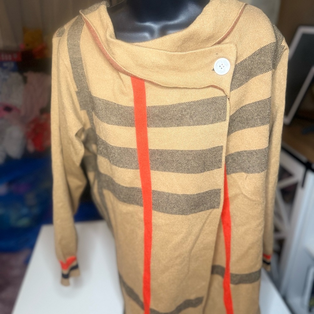 Stylewe Striped Tan and Red Women's Sweater size M